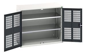 verso ventilated door cupboard with 2 shelves. WxDxH: 1050x550x900mm. RAL 7035/5010 or selected Bott Verso Ventilated door Tool Cupboards Cupboard with shelves